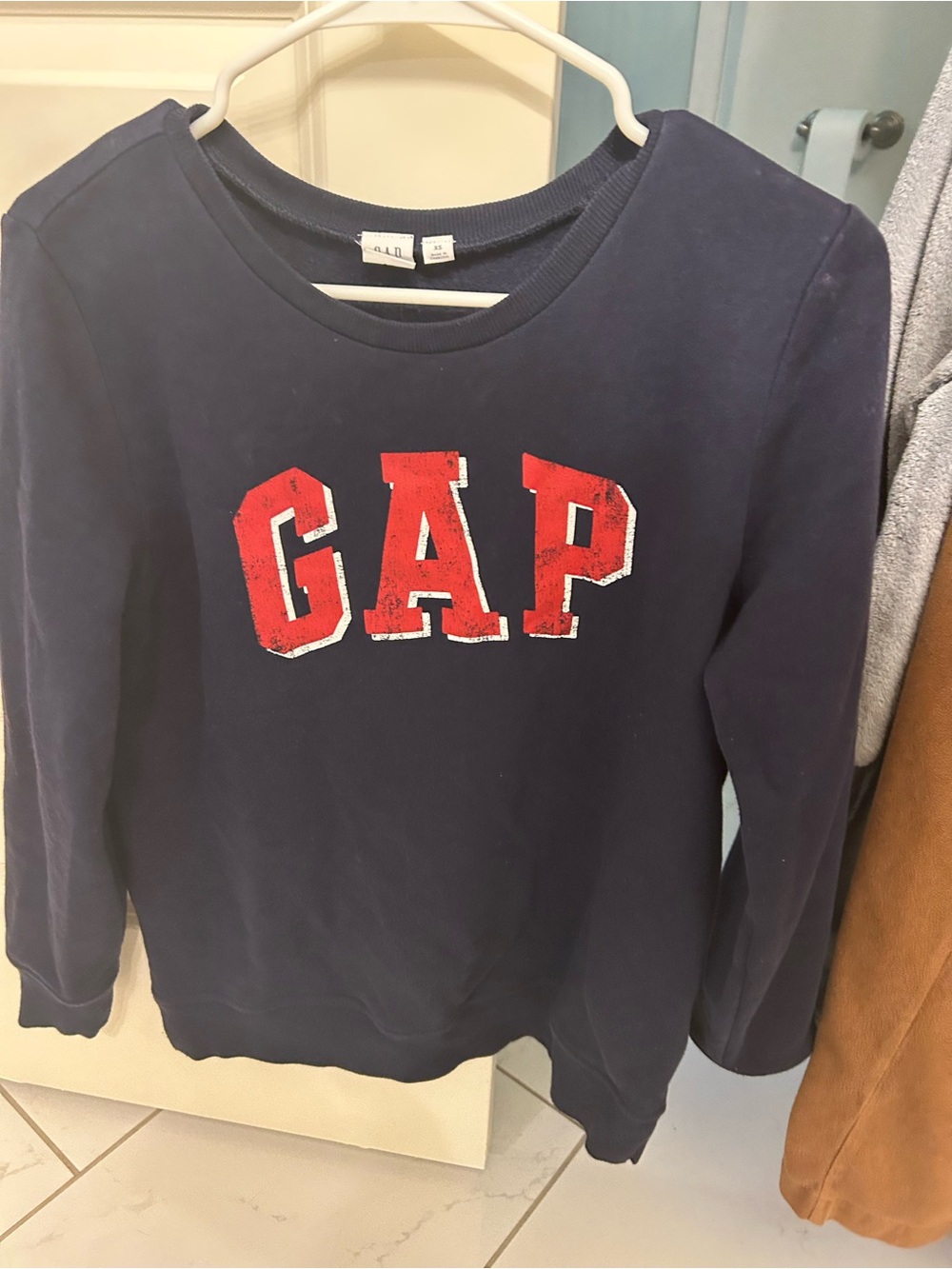 GAP Womens XS Navy Sweatshirt with Red Logo